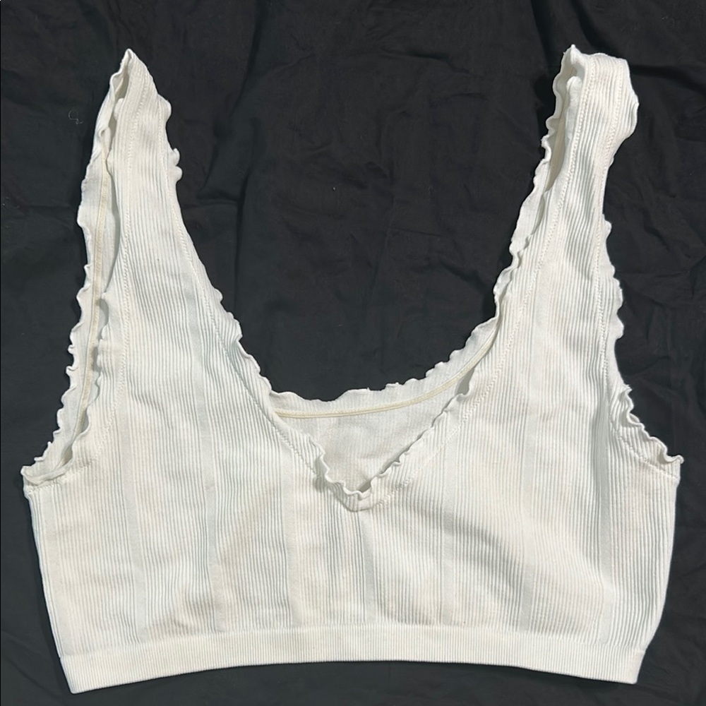 White Ribbed Crop Top